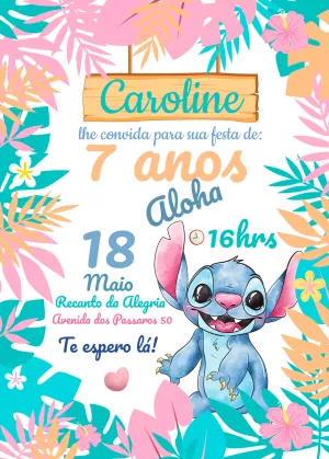 Invitación de cumpleaños Stitch – Estático – demax papelaria