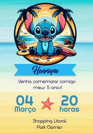 Stitch Birthday Invitation – Static – Mayara Nascimento Sacaldassy