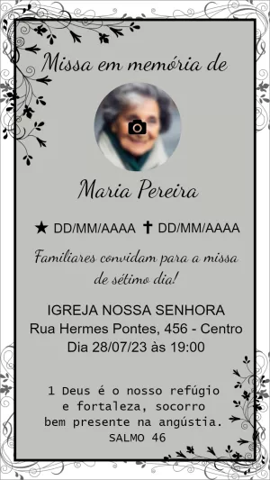 Convite Missa de Sétimo Dia com Foto Editável Online