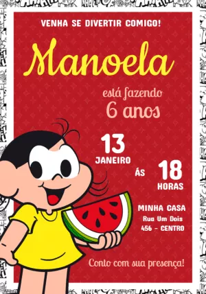 Invitation d'anniversaire Turma da Mônica – Statique – Jotta