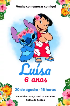 Invitación de cumpleaños Stitch – Estático – Festejar Conviteria