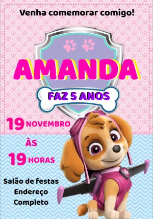 Invito di compleanno Paw Patrol – Statico – Montando a Sua Festa Oficial