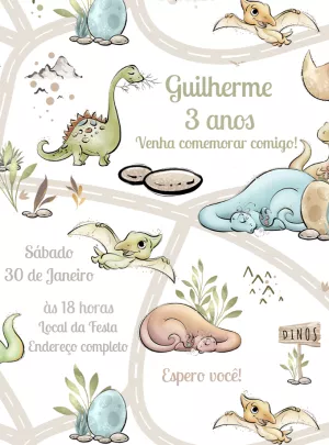 Invitación de cumpleaños Dinosaurio – Estático – Decore Arte