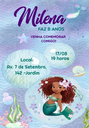 Invitación de cumpleaños La Sirenita – Estático – Convites Personalizados