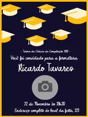 Convite de Formatura com Foto para Editar e Imprimir