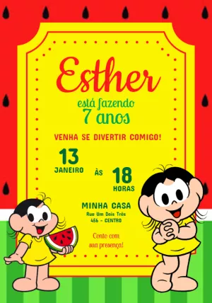 Invitation d'anniversaire Turma da Mônica – Statique – Jotta