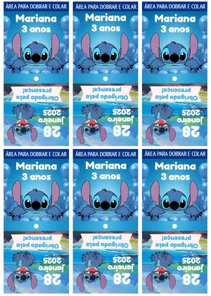 Capa para Pirulito Stitch Aniversário para Editar e Imprimir