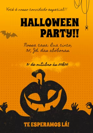 Convite Festa de Halloween com Abóbora para Editar Online