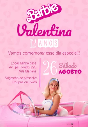 Invitación de cumpleaños Barbie – Estático – ig: @illustragio
