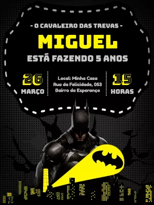 Convite Aniversário Batman Cavaleiro das Trevas para Editar