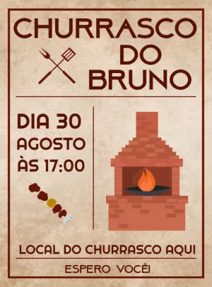 Convite de Aniversário Churrasco Rústico para Editar Online