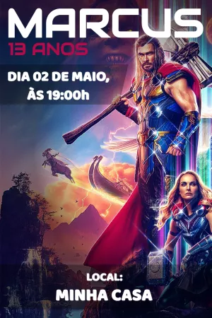 Convite de Aniversário Thor Amor e Trovão para Editar Online