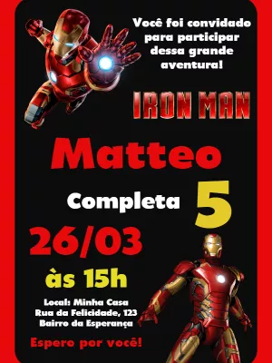Convite de Aniversário Homem de Ferro para Editar Online