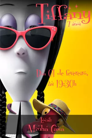 Convite de Aniversário Wandinha Addams para Editar Online