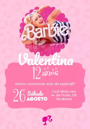 Invitación de cumpleaños Barbie – Estático – ig: @illustragio