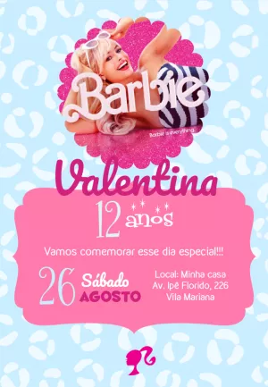 Convite Aniversário Barbie Filme Editável Online
