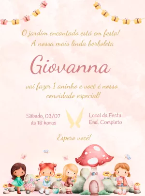 Invitación de cumpleaños Jardín encantado – Estático – Renata Designer