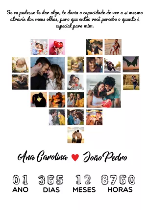 Quadro de Aniversário de Namoro com Fotos para Editar Online
