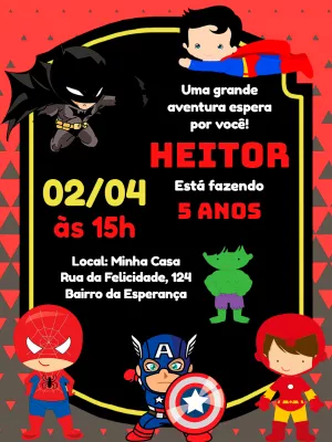 Convite de Aniversário Vingadores Toy para Editar Online
