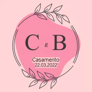 Logo Monograma Casamento com Folhas para Editar Online