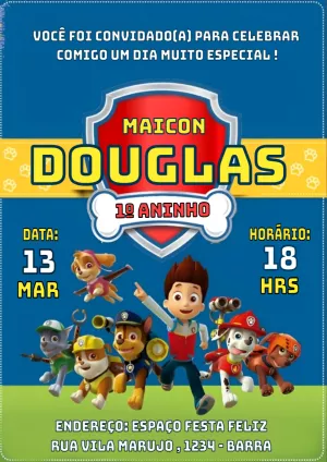 Invito di compleanno Paw Patrol – Statico – PrestigioMkt