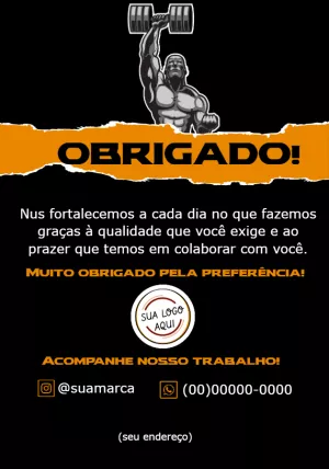Cartão de Agradecimento Academia Fitness para Editar Online
