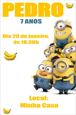 Convite de Aniversário Minions Divertido para Editar Online