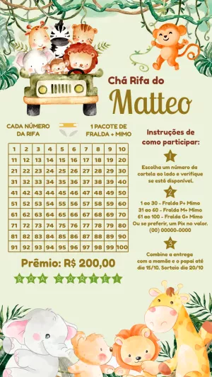Chá Rifa Safari com Animais para Editar Online