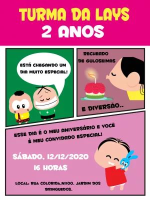 Convite Aniversário Turma da Mônica Toy para Editar Online