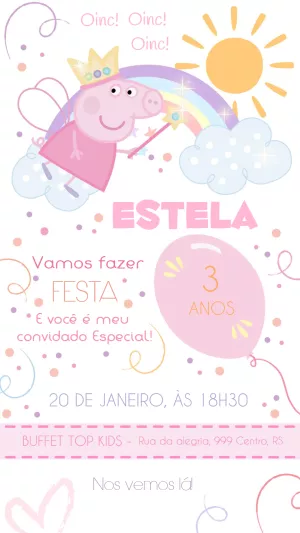 Convite de Aniversário Peppa Pig Fada para Editar Online
