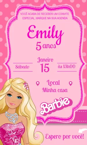 Convite Aniversário Barbie para Editar e Imprimir
