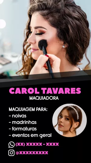 Cartão de Visita para Maquiadora Profissional Editável Online