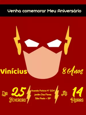 Convite de Aniversário The Flash para Editar Online