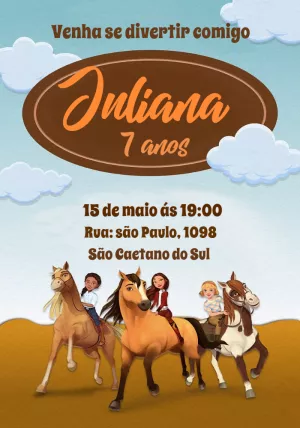 Convite Aniversário Spirit Corcel Indomável para Editar Online