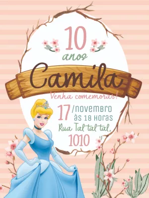 Invitación de cumpleaños Princesas – Estático – Amora Arte e Design