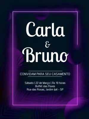 Convite de Casamento Neon Moderno para Editar Online