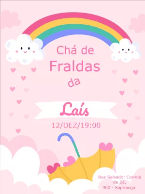 Convite Chá de Fraldas Chuva de Amor para Editar Online