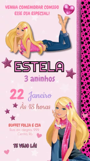 Invitación de cumpleaños Barbie – Estático – Felicity Artes