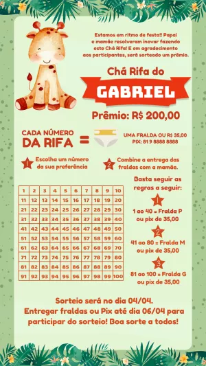 Safari Baby Shower Raffle – Static – Pedro Henrique