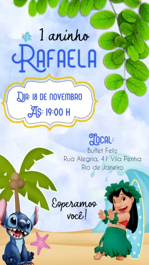 Invitación de cumpleaños Stitch – Estático – Felicity Artes