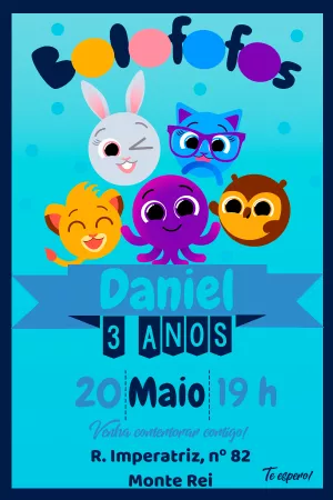 Convite de Aniversário Bolofofos com Personagens para Editar