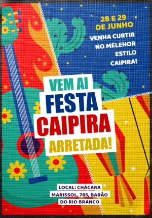 Convite Festa Junina Caipira com Viola para Editar Online