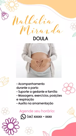 Cartão de Visita Doula Floral para Editar e Personalizar Online
