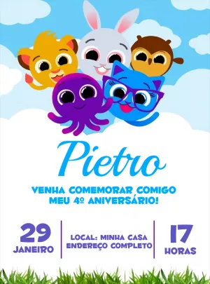 Convite de Aniversário Bolofofos com Personagens para Editar