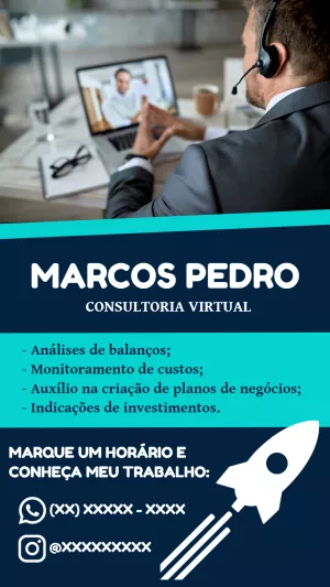 Cartão de Visita Virtual para Consultoria de Negócios Editável