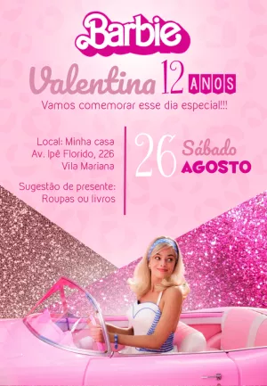 Invitación de cumpleaños Barbie – Estático – ig: @illustragio