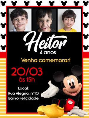 Mickey Mouse Birthday Invitation – Static – Bella Liz Convites