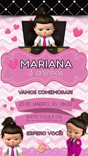 Convite de Aniversário A Poderosa Chefinha para Editar Online