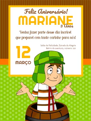 Convite de Aniversário Chaves do Barril para Editar Online