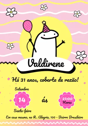 Convite de Aniversário Flork Meme Engraçado para Editar Online